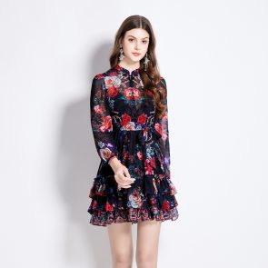 Short Dress Women's Holiday Floral Print - Image 5