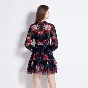 Short Dress Women's Holiday Floral Print - Image 4