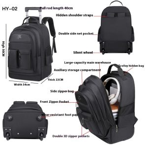 Trolley Backpack Ultra-light Trolley Bag Large Capacity Single-directional Wheel - Image 9