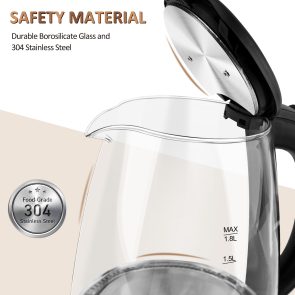 Electric Kettle Keep Warm, 1.8L Glass Tea Kettle, Hot Water Boiler With LED Light, Auto Shut-Off & Boil Dry Protection, Stainless Steel - Image 6