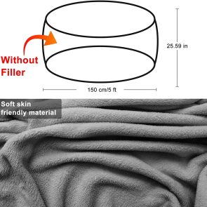 Bag Chair Coverit Was Only A Cover, Not A Full Bean BagChair Cushion, Big Round Soft Fluffy PV Velvet Sofa Bed Cover, Living Room Furniture, Lazy Sofa Bed Cover,6ft Dark Grey - Image 2