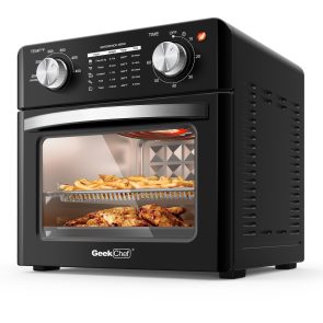 Geek Chef Air Fryer 10QT, Countertop Toaster Oven, 4 Slice Toaster Air Fryer Oven Warm, Broil, Toast, Bake, Air Fry, Oil-Free, Black Stainless Steel, Perfect For Countertop, Ban On Amazon - Image 1
