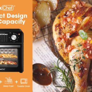 Geek Chef Air Fryer 10QT, Countertop Toaster Oven, 4 Slice Toaster Air Fryer Oven Warm, Broil, Toast, Bake, Air Fry, Oil-Free, Black Stainless Steel, Perfect For Countertop, Ban On Amazon - Image 2