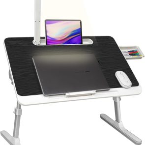 Lap Desk For Laptop, Portable Bed Table Desk, Laptop Desk With LED Light And Drawer, Adjustable Laptop Stand For Bed, Sofa, Study, Reading - Image 5
