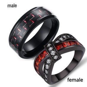 New Black Gold Garnet Red Cross Zircon Ring - Image 4