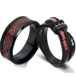 New Black Gold Garnet Red Cross Zircon Ring - Image 2