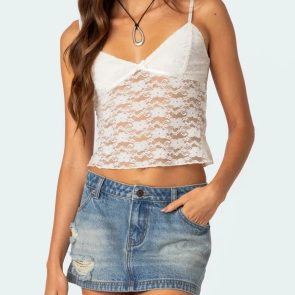 Women's Short Lace Spaghetti-strap Camisole Top - Image 10