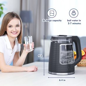 Electric Tea Kettle For Boiling Water, Food Grade Stainless Steel Base, 2.0L 1000W, Auto Shut-Off And Boil-Dry Protection, Wide Opening - Image 3