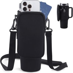 Slok Water Bottle Carrier Bag, Compatible With 40oz Tumbler With Handle, Modern Water Bottle Holder With Simple Adjustable Strap For Outdoor Walking Hiking Travelling Sports-Blue Purple - Image 1