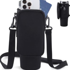 Slok Water Bottle Carrier Bag, Compatible With 40oz Tumbler With Handle, Modern Water Bottle Holder With Simple Adjustable Strap For Outdoor Walking Hiking Travelling Sports-Blue Purple - Image 2