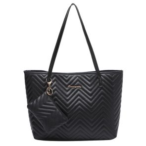 Women's Fashionable Wave Pattern Diamond Plaid Embroidered Shoulder Bag - Image 7