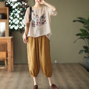 Summer New Vintage Ink Print Front Short Back Long Casual T-shirt - Image 10