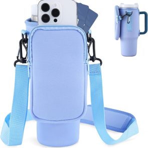 Slok Water Bottle Carrier Bag, Compatible With 40oz Tumbler With Handle, Modern Water Bottle Holder With Simple Adjustable Strap For Outdoor Walking Hiking Travelling Sports-Blue Purple - Image 8