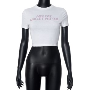 Round Neck Midriff-baring Short Sleeve Letter Midriff-baring Top - Image 4