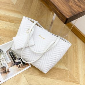 Women's Fashionable Wave Pattern Diamond Plaid Embroidered Shoulder Bag - Image 3