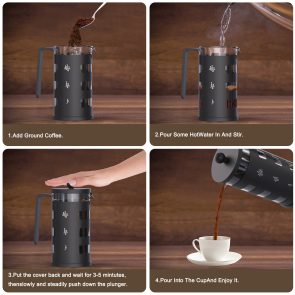 RAINBEAN  French Press Coffee Maker Easy Cleaning Cafeteria, Heat Resistant Borosilicate Glass - Image 5