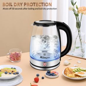 Electric Kettle Keep Warm, 1.8L Glass Tea Kettle, Hot Water Boiler With LED Light, Auto Shut-Off & Boil Dry Protection, Stainless Steel - Image 8
