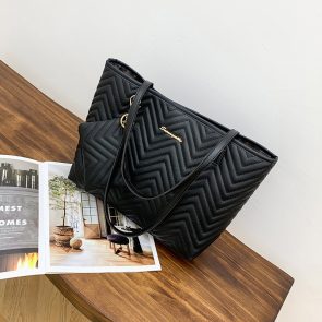 Women's Fashionable Wave Pattern Diamond Plaid Embroidered Shoulder Bag - Image 2