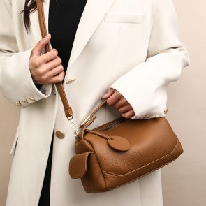 Crossbody Soft Leather Large Capacity Pillow Bag Women's Portable Shoulder Bag - Image 5