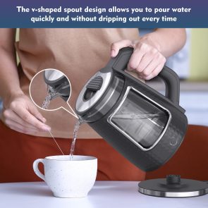 Electric Tea Kettle For Boiling Water, Food Grade Stainless Steel Base, 2.0L 1000W, Auto Shut-Off And Boil-Dry Protection, Wide Opening - Image 4