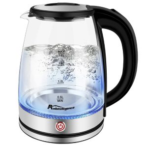 Electric Kettle Keep Warm, 1.8L Glass Tea Kettle, Hot Water Boiler With LED Light, Auto Shut-Off & Boil Dry Protection, Stainless Steel - Image 1