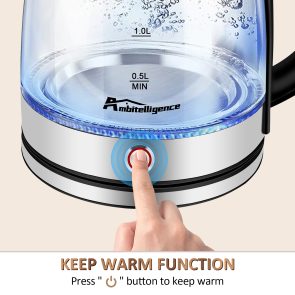 Electric Kettle Keep Warm, 1.8L Glass Tea Kettle, Hot Water Boiler With LED Light, Auto Shut-Off & Boil Dry Protection, Stainless Steel - Image 5