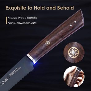 Bread Knife 9 Inch Serrated Non Stick Coating Stainless Steel With Upscale Monzo Wood Handle Bread Knife Birthday Bread Cake Knife With Gift Box - Image 4