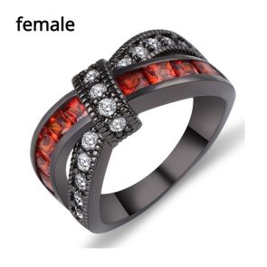 New Black Gold Garnet Red Cross Zircon Ring - Image 3