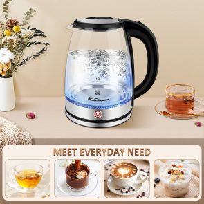 Electric Kettle Keep Warm, 1.8L Glass Tea Kettle, Hot Water Boiler With LED Light, Auto Shut-Off & Boil Dry Protection, Stainless Steel - Image 2