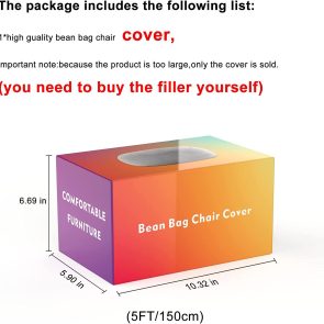 Bag Chair Coverit Was Only A Cover, Not A Full Bean BagChair Cushion, Big Round Soft Fluffy PV Velvet Sofa Bed Cover, Living Room Furniture, Lazy Sofa Bed Cover,6ft Dark Grey - Image 4