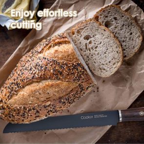 Bread Knife 9 Inch Serrated Non Stick Coating Stainless Steel With Upscale Monzo Wood Handle Bread Knife Birthday Bread Cake Knife With Gift Box - Image 7