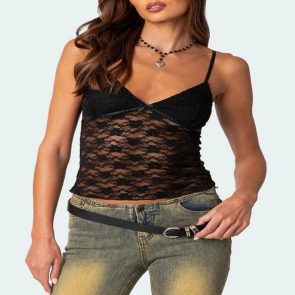 Women's Short Lace Spaghetti-strap Camisole Top - Image 1