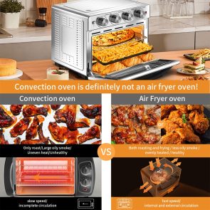Geek Chef Air Fryer 6 Slice 26QT 26L Air Fryer Fry Oil-Free   Extra Large Toaster Oven Combo   Air Fryer Oven  Roast  Bake   Broil  Reheat   Convection Countertop Oven   Stainless St - Image 6