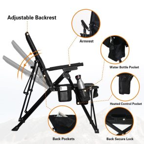 Antarctica Gear Heated Camping Chair With 12V 16000mAh Battery Pack, Heated Portable Chair, Perfect For Camping, Outdoor Sports, Hunting, And Beach Party, With 5 Pockets - Image 3