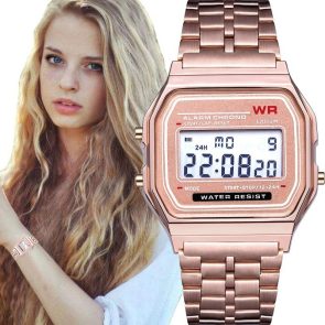 WR F91W Steel Band Electronic Watch - Image 1