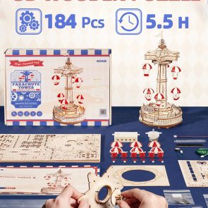 Robotime Rokr Parachute Tower DIY Music Box Building Block Amusement Park Series For Kids Adults Easy Assembly 3D Wooden Puzzle - Image 3