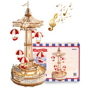 Robotime Rokr Parachute Tower DIY Music Box Building Block Amusement Park Series For Kids Adults Easy Assembly 3D Wooden Puzzle - Image 1