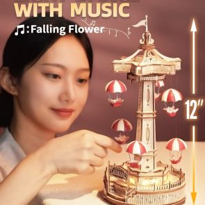 Robotime Rokr Parachute Tower DIY Music Box Building Block Amusement Park Series For Kids Adults Easy Assembly 3D Wooden Puzzle - Image 4