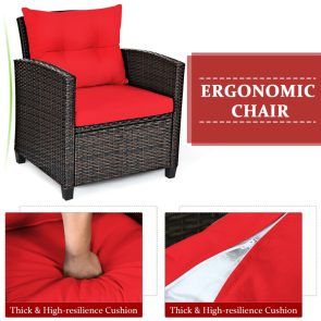 3 Pieces Rattan Patio Furniture Set With Washable Cushion - Image 10