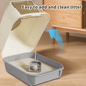 51cm Large Fully Enclosed Top Entry Cat Litter Box, Front Flip Door Dual Opening, Anti-Splashing Anti-Tracking Odor Locking Cat Toilet With Free Scoop & Deodorant Pack - Image 6