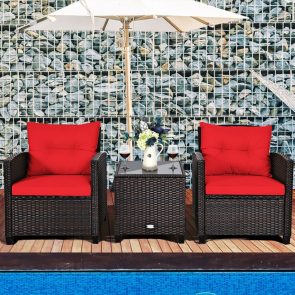 3 Pieces Rattan Patio Furniture Set With Washable Cushion - Image 9