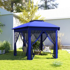 13 x 13 Pop Up Gazebo Hexagonal Canopy Shelter with 6 Zippered Mesh Netting for Patio Backyard Garden Wedding Party - Image 5