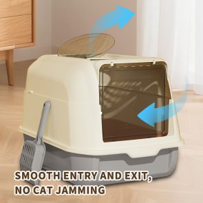 51cm Large Fully Enclosed Top Entry Cat Litter Box, Front Flip Door Dual Opening, Anti-Splashing Anti-Tracking Odor Locking Cat Toilet With Free Scoop & Deodorant Pack - Image 2
