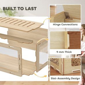 Hamster Cage with Easy View Acrylic Panels, Air Vents & Openable Roof, for Gerbil, Guinea Pig, 39" x 20" x 18.5", Oak - Image 7