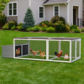 20.93ft Large Wooden Chicken Coop Outdoor Hen House With Nesting Box Weatherproof Asphalt Roof Walk In Poultry Cage With Secure Locks Metal Mesh Run For Farm Use - Image 8