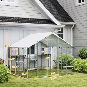 95" Extra Large Metal Outdoor Catio with Waterproof Cover, 2 Resting Boxes, 7 Jumping Platforms, for Multiple Cats - Image 7