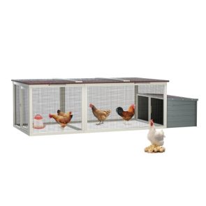 20.93ft Large Wooden Chicken Coop Outdoor Hen House With Nesting Box Weatherproof Asphalt Roof Walk In Poultry Cage With Secure Locks Metal Mesh Run For Farm Use - Image 4