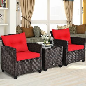 3 Pieces Rattan Patio Furniture Set With Washable Cushion - Image 7