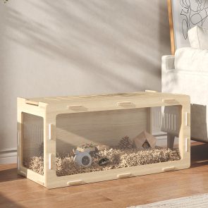 Hamster Cage with Easy View Acrylic Panels, Air Vents & Openable Roof, for Gerbil, Guinea Pig, 39" x 20" x 18.5", Oak - Image 4