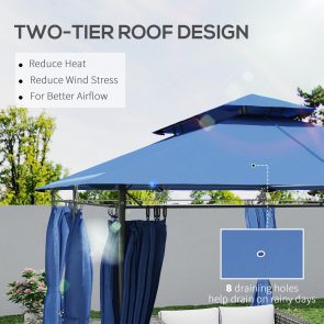 10 x 13 Double Roof Patio Gazebo, Outdoor Gazebo with Curtains, for Garden, Lawn, Backyard and Deck, Dark Blue - Image 5